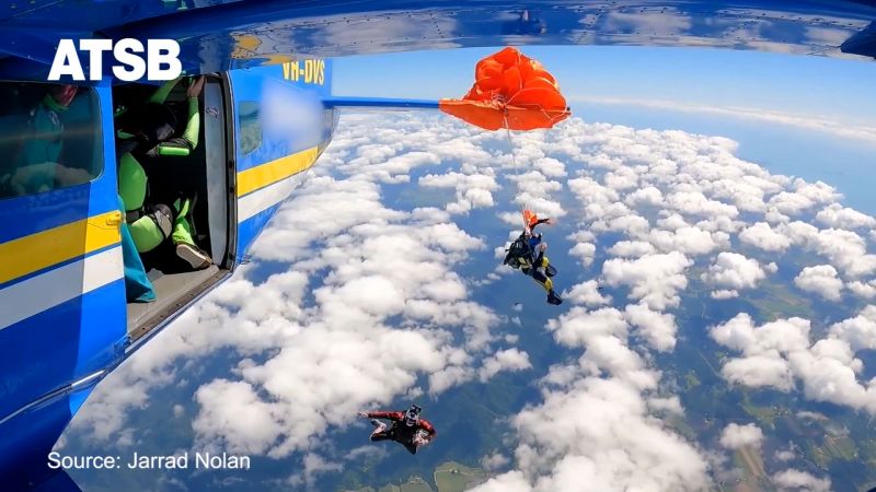Australian skydiver’s parachute gets stuck in plane’s tail at 15,000 feet, video shows