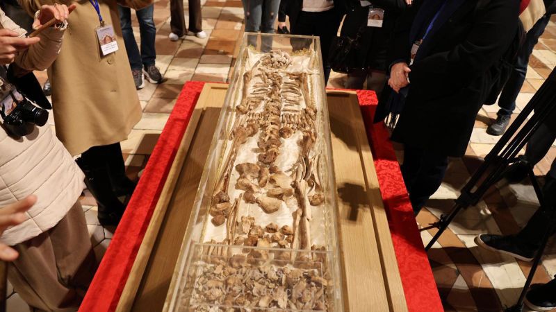 The skeleton of St. Francis of Assisi is displayed to the public for the first time