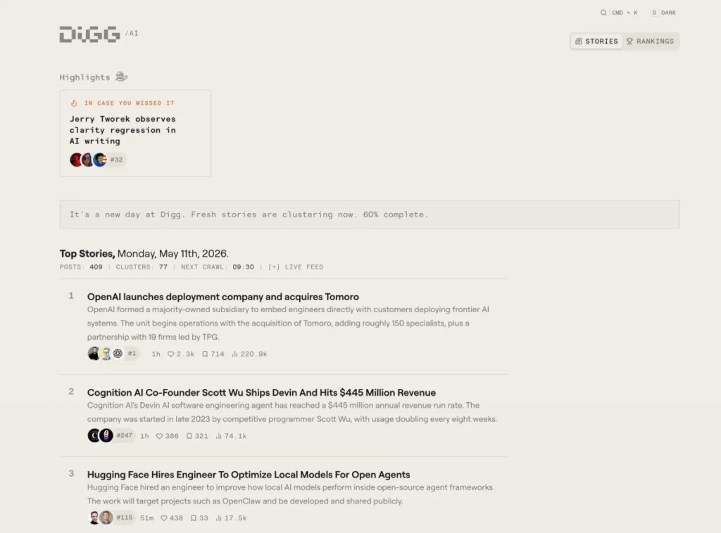 Digg is trying again, this time as an AI news aggregator