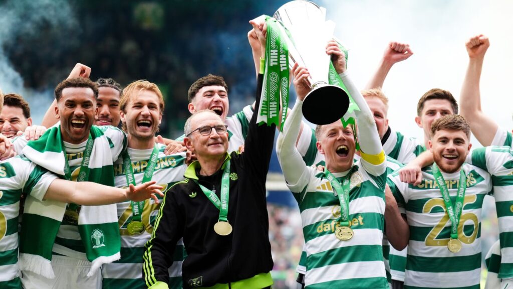 Celtic 3-1 Hearts: Martin O’Neill’s side are crowned Scottish Premiership champions on the final day as the Jambos miss out on a historic title | Soccer News