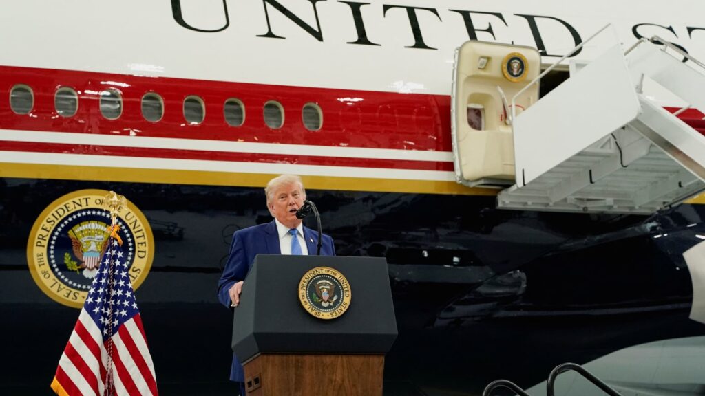 President Trump unveils new Air Force One, a modified Qatar jet