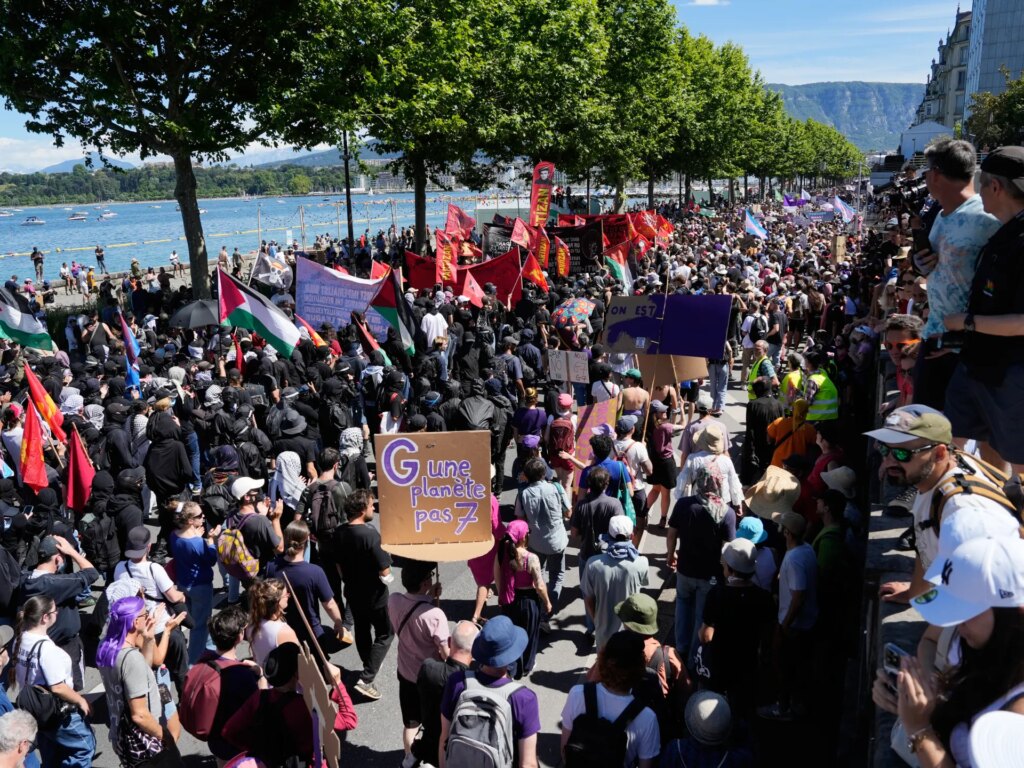 Thousands protest as President Trump and other world leaders plan to meet for G7 summit | Protest news