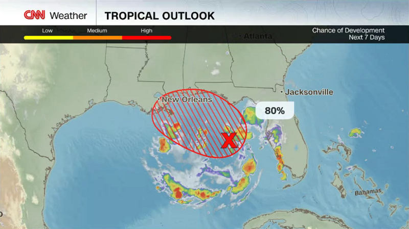 A tropical storm could form in the Gulf late today or Monday