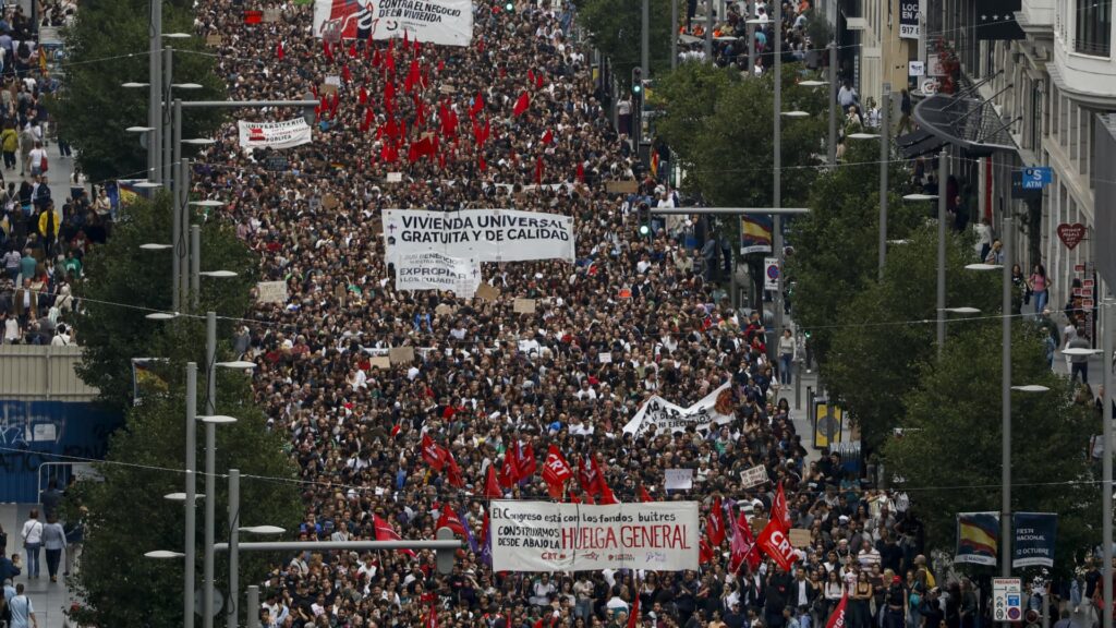 Tens of thousands of people protest across Spain over housing crisis