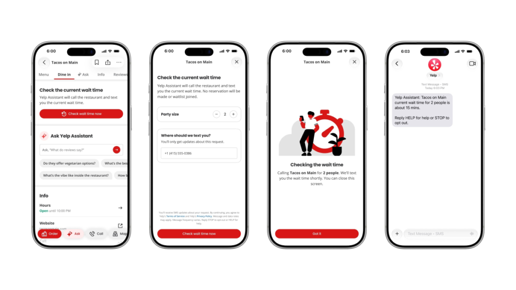 Yelp now lets you call people on your behalf to find out wait times at restaurants